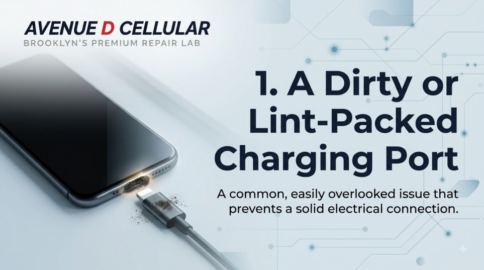 A Dirty or Lint-Packed Charging Port